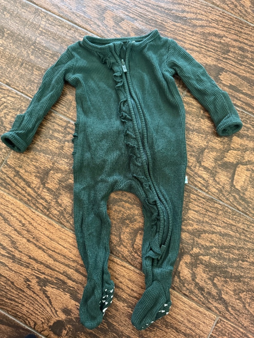 Baby Girls Posh Peanut Green Ruffle Footie - NB